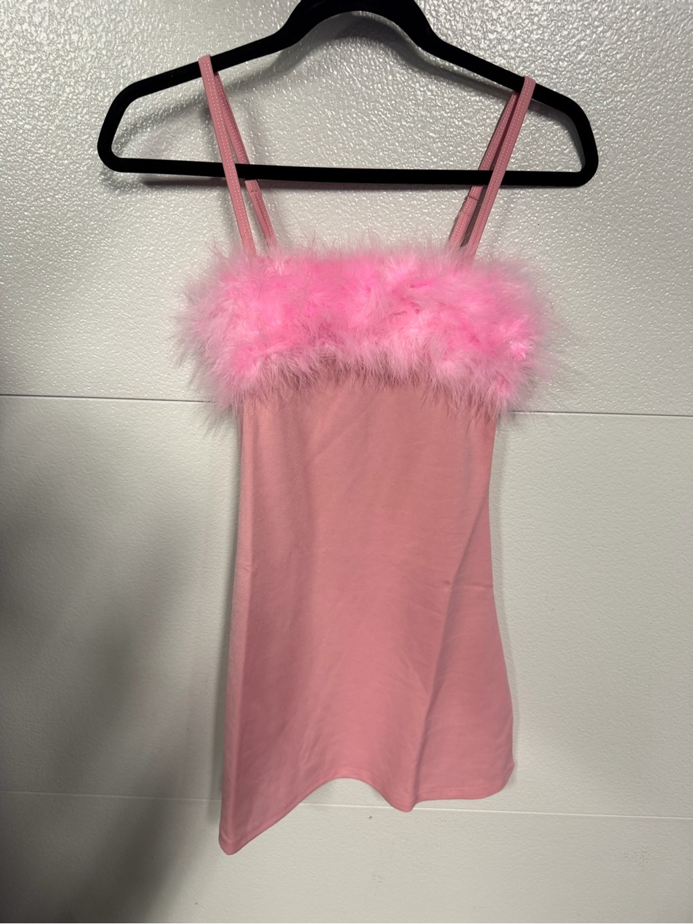 Sugar Thrillz Bubblegum Pink Feather Trim Cami